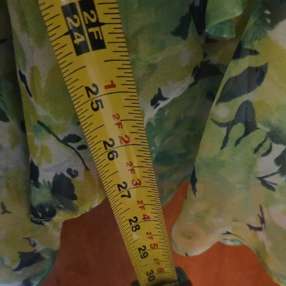 2 Piece Green Ensemble with Floral Skirt - Picture 2 of 5